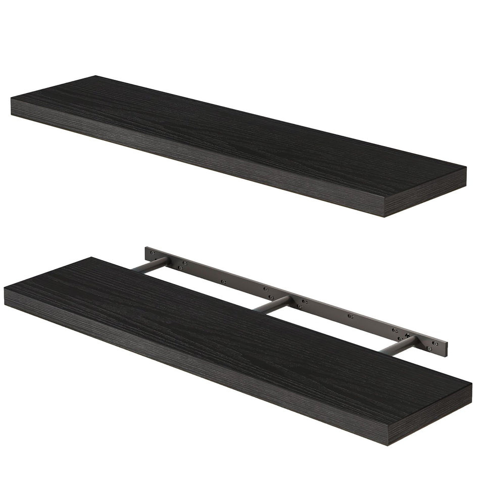 Fixwal floating shelves with black woodgrain finish for stylish storage
