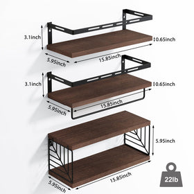 Fixwal floating shelves in bathroom with metal frame and towel bar