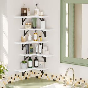 Fixwal rustic white shelves in bedroom enhance storage and ambiance.