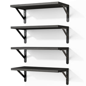 Fixwal floating shelves set of four with wood grain and sturdy brackets for durable wall storage.