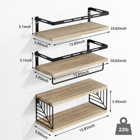 Fixwal floating shelves with towel bar for convenient towel storage.