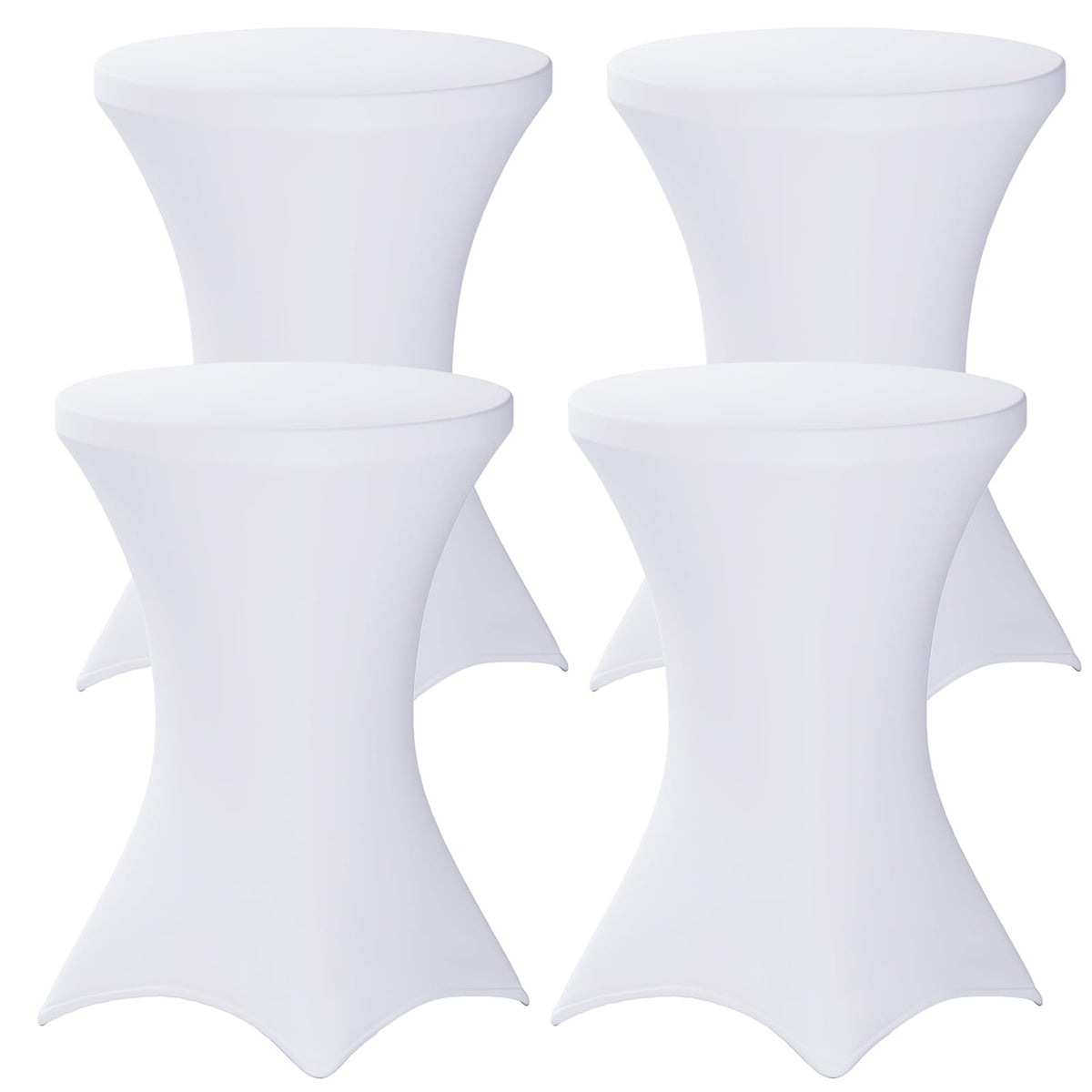 Fixwal four-pack white round tablecloth fabric demonstrating durable, wrinkle-resistant texture for elegant event setup.