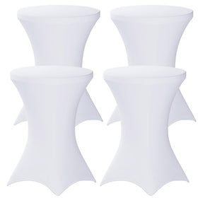 Fixwal four-pack white round tablecloth fabric demonstrating durable, wrinkle-resistant texture for elegant event setup.
