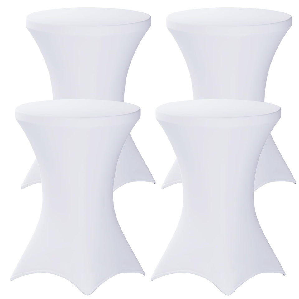 Fixwal four-pack white round tablecloth fabric demonstrating durable, wrinkle-resistant texture for elegant event setup.