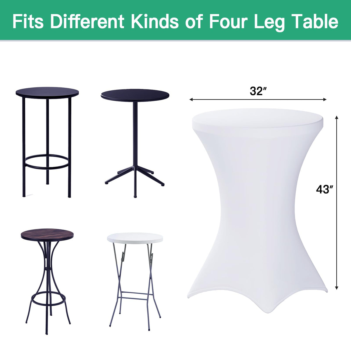 Fixwal highboy cocktail tablecloth 32x43 inches creates tight, elegant fit for tall tables.
