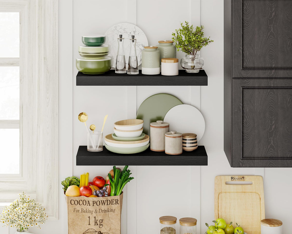 Fixwal kitchen spice storage on wall shelves for organized cooking.