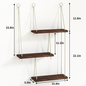Fixwal macrame floating shelf in paulownia wood adds rustic charm.