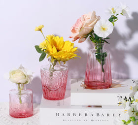 Fixwal multipurpose pink vases for decoration on dining tables, windowsills, or weddings.