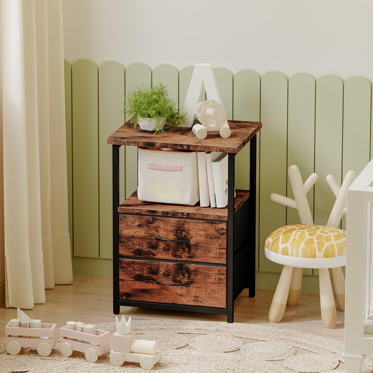 Fixwal nightstand offers two AC outlets and a five-foot cord for charging nearby.