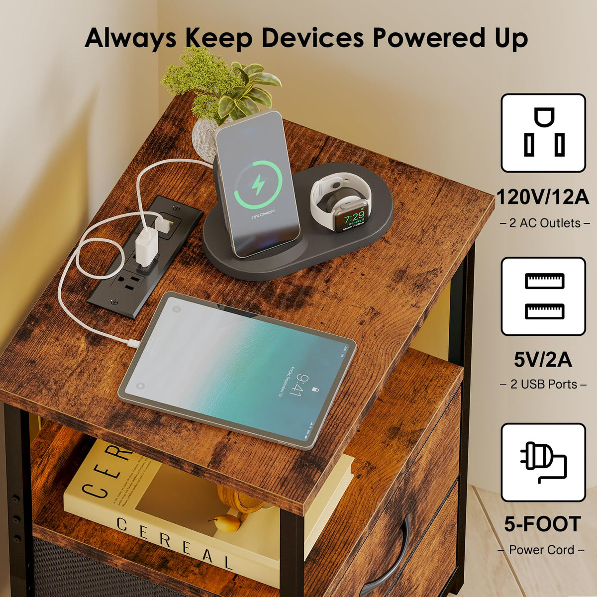 Fixwal night stand adjustable legs ensure stability on uneven floors