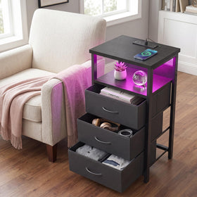Fixwal nightstand in a calm bedroom scene highlighting compact size and storage.