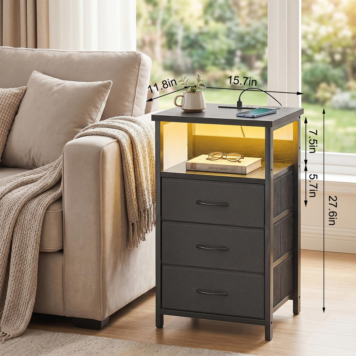 Fixwal nightstand charging station with two outlets for effortless device charging.