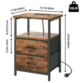 Fixwal nightstand with charging station, built-in outlets for easy device charging.