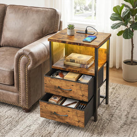 Fixwal night stand rustic brown finish complements bedroom decor