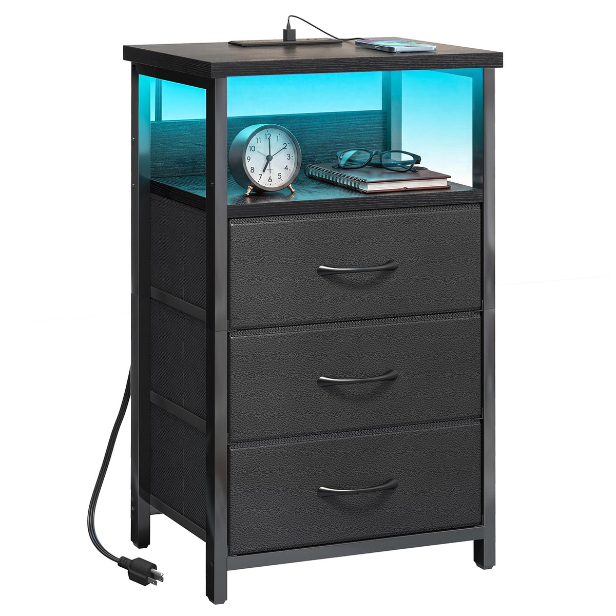 Fixwal nightstand LED strip close-up showing vibrant ambient lighting for a cozy bedroom.