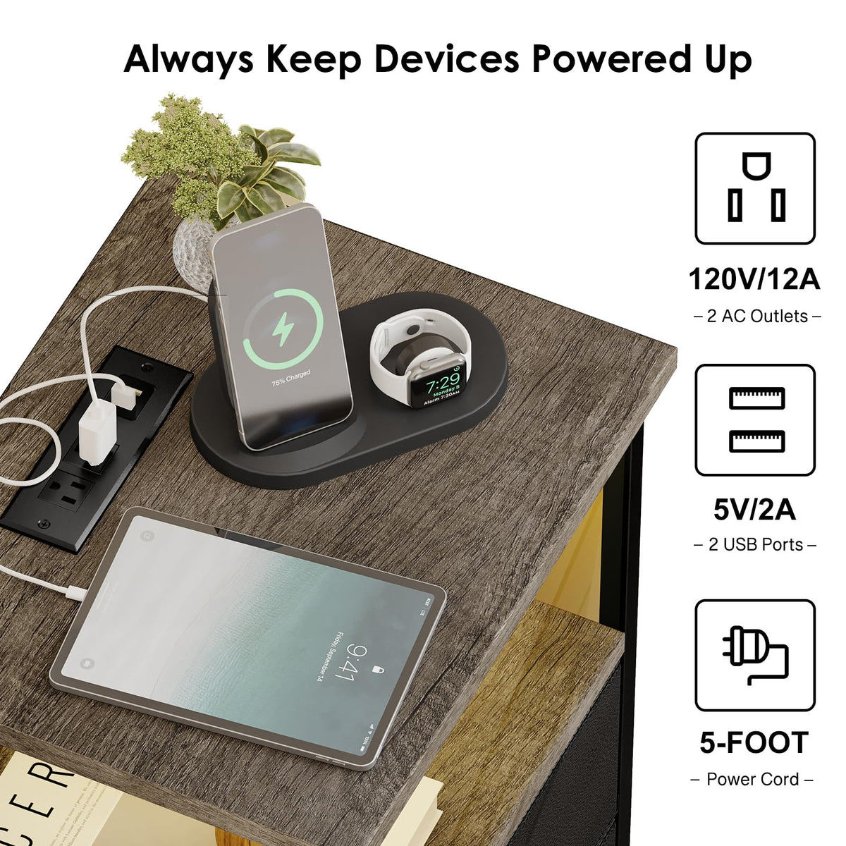 Fixwal nightstand PU finish offers durable, easy-to-clean surface.