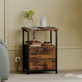 Fixwal nightstand features a sturdy metal frame for stable support on carpets.