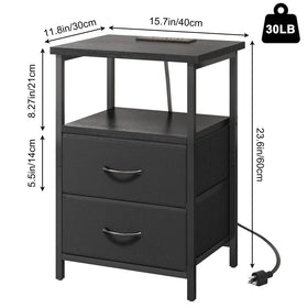 Fixwal Night Stand with Charger Station side view shows two outlets for bedside charging