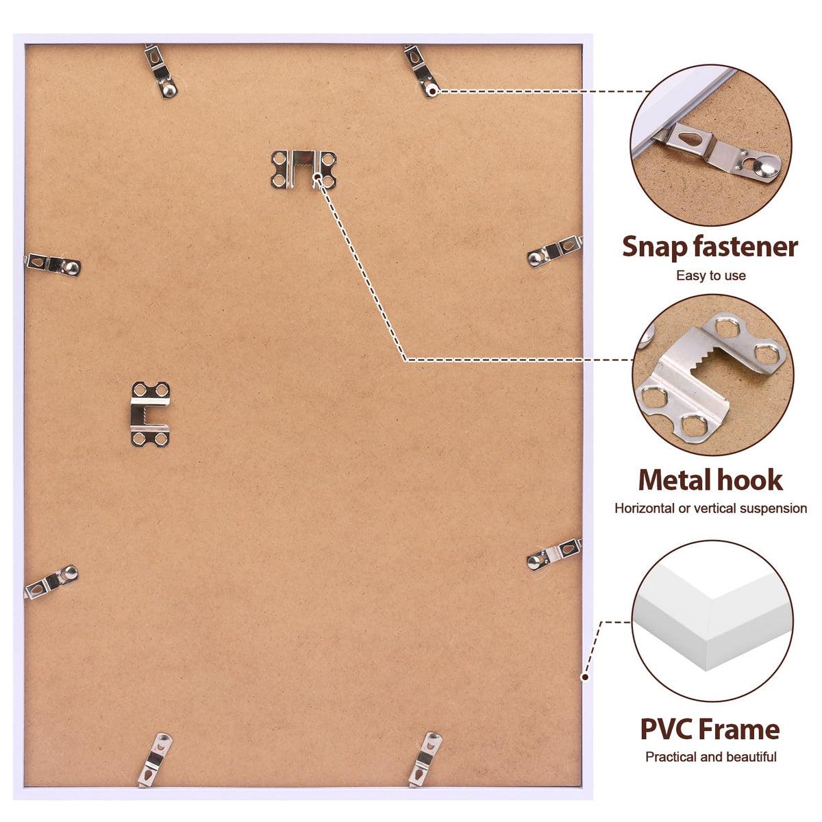 Fixwal frame set includes mat and non-marking nails for easy setup.