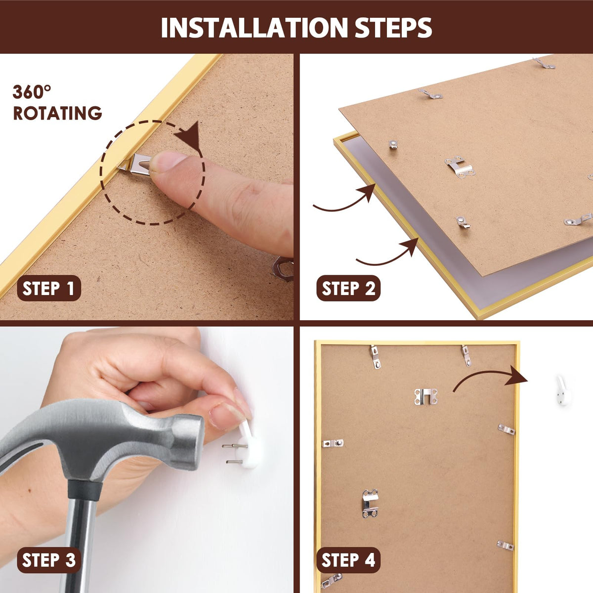 Fixwal set includes non-marking nails for clean walls.