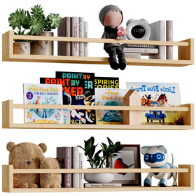 Fixwal nursery book shelves 3-pack mounted on wall for organized children's books and decor.