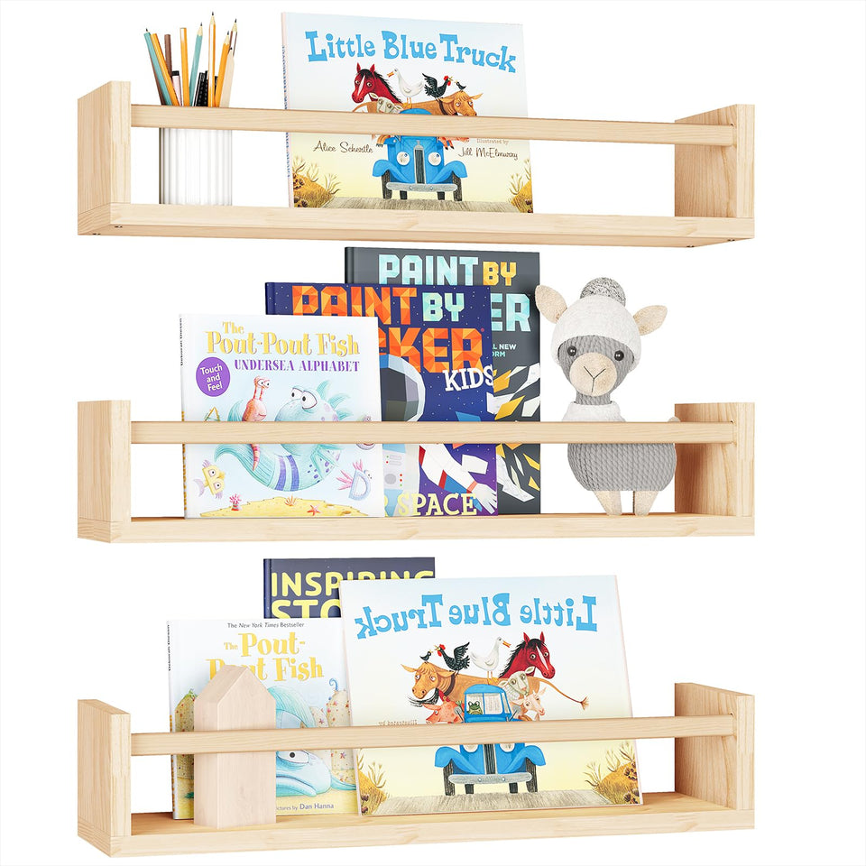 Fixwal nursery shelves 16-5 inch wall-mounted design for organized playroom storage.