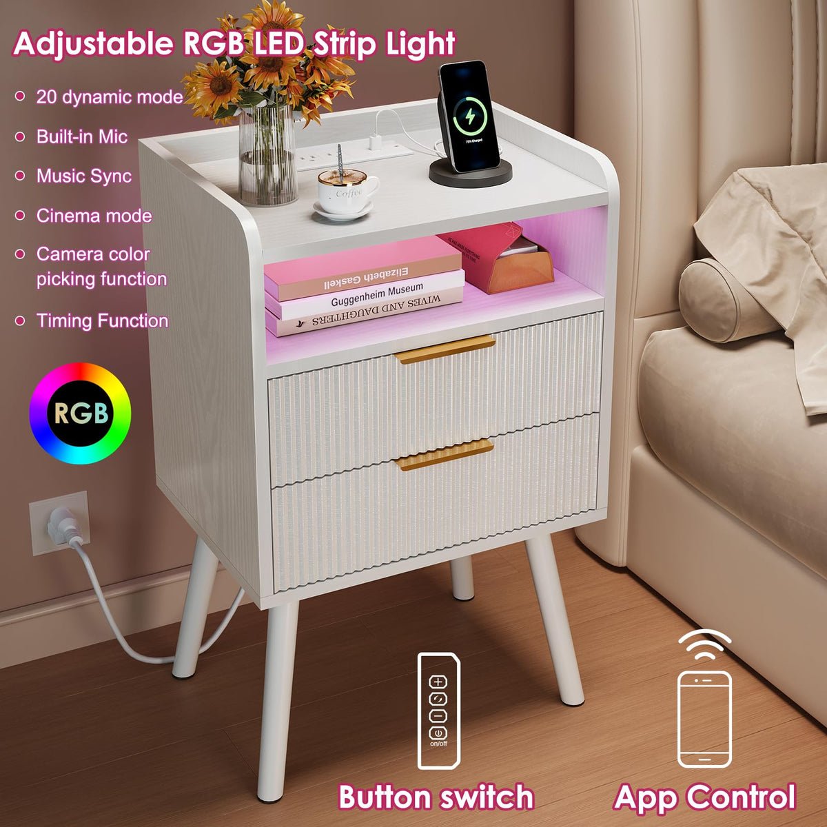 Fixwal nightstand open shelf keeps essentials within reach
