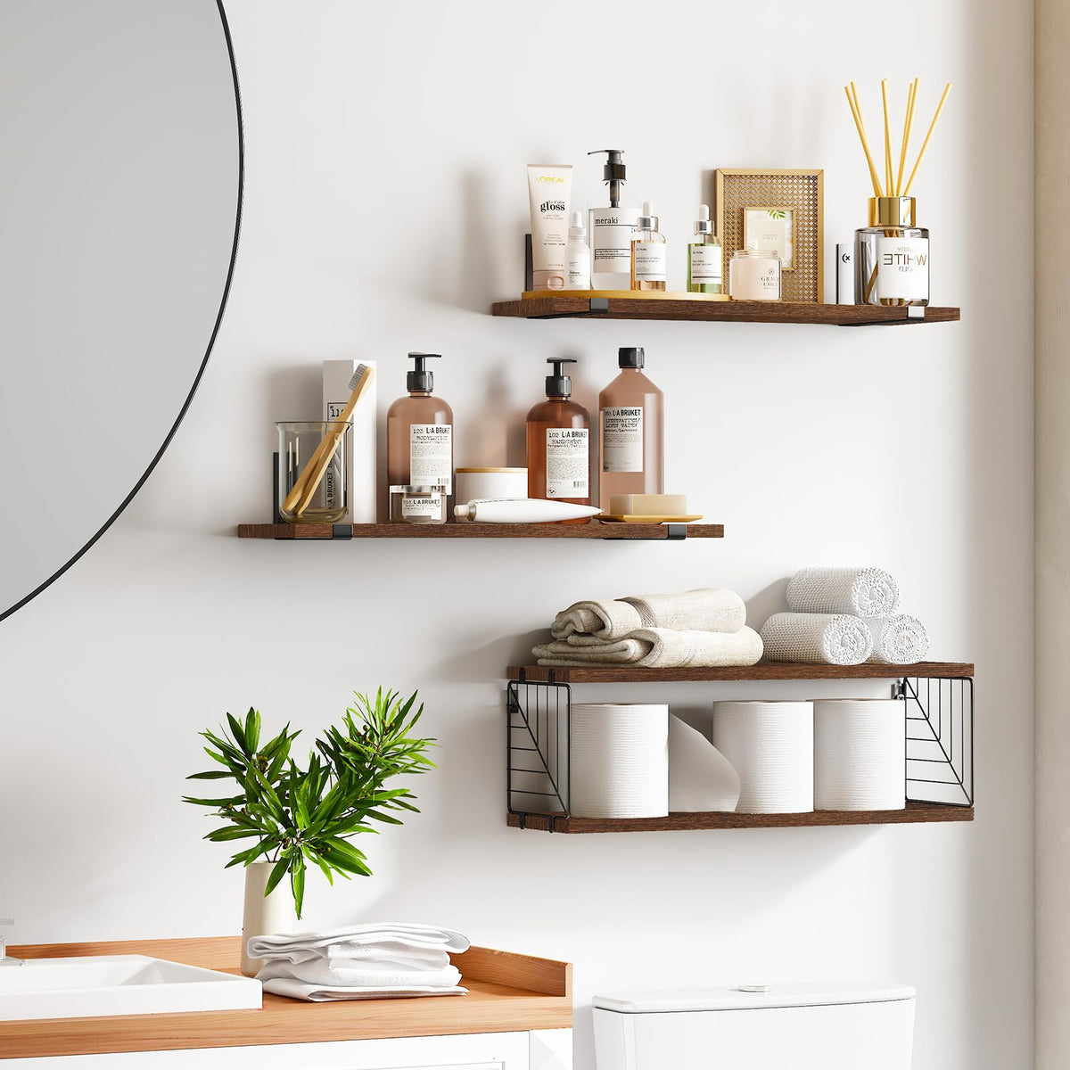Fixwal paulownia wood shelf shows natural texture for rustic decor