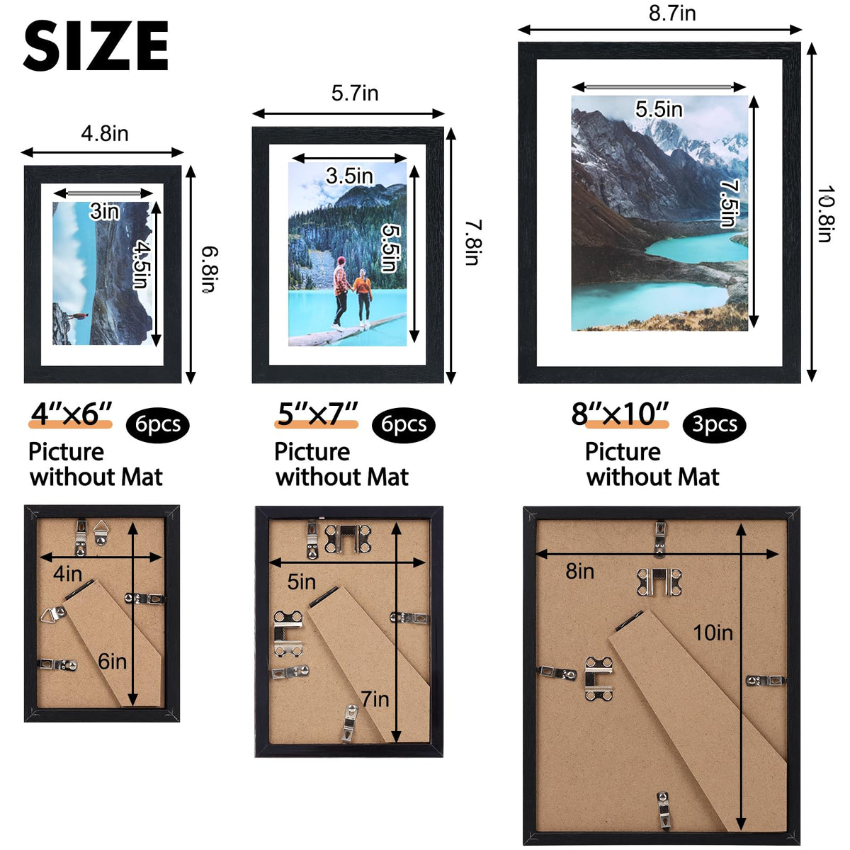 Fixwal 8x10 black frame front with clear plexiglas for protected memories.