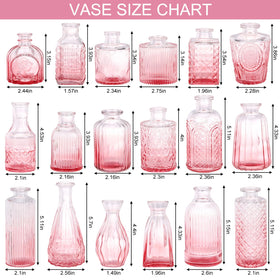 Fixwal pink glass bud vases close-up patterns highlighting a timeless vintage charm.