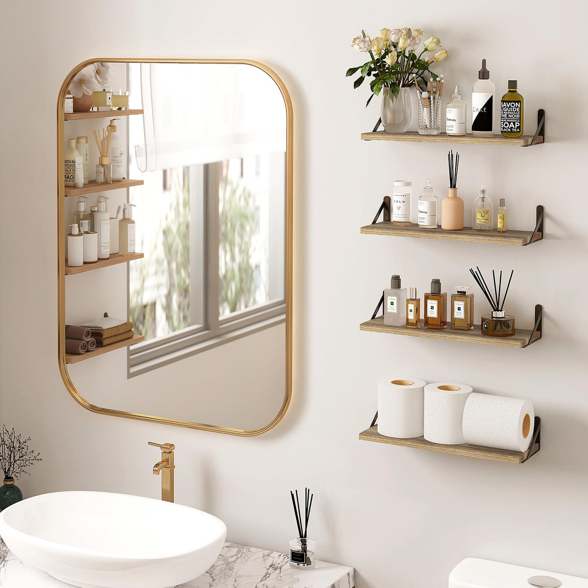 Fixwal shelves installed in a bedroom for space-saving storage