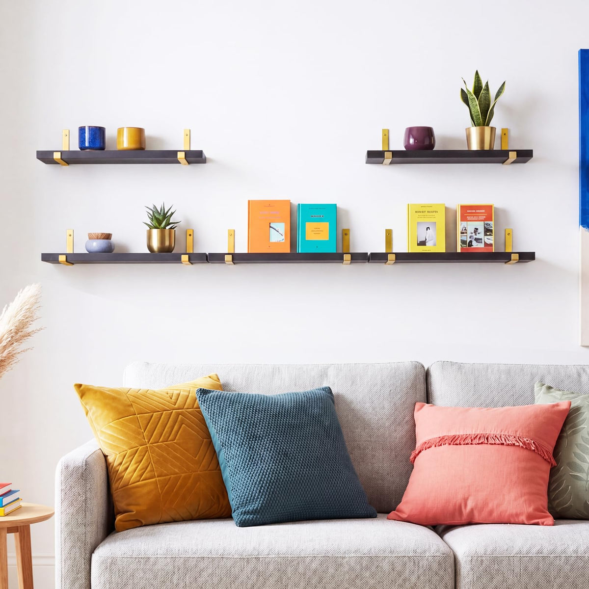 Fixwal shelves organize living areas, freeing desks and counters