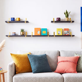 Fixwal shelves organize living areas, freeing desks and counters