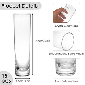 Fixwal small glass vases sized 1.77 by 6.8 inches for 1–2 stems.