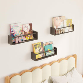 Fixwal 16.5-inch shelves provide space-saving storage in kids' rooms.