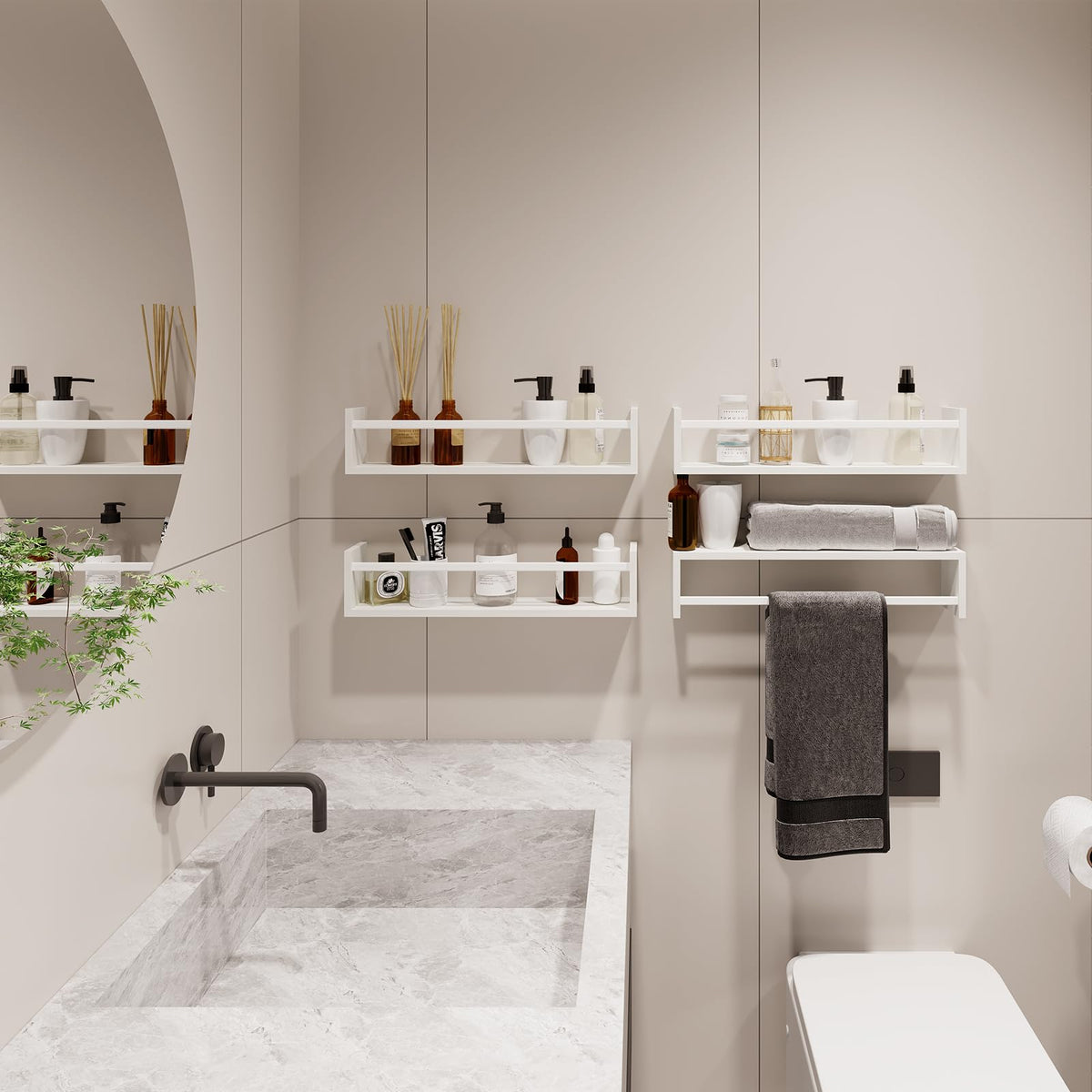 Fixwal space-saving nursery shelves maximizes wall area for neat display.