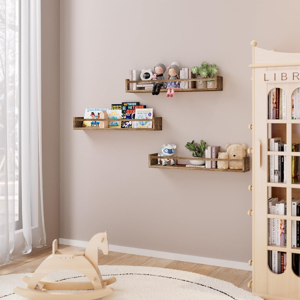 Fixwal brown wall shelves support up to 30 lbs when securely mounted.