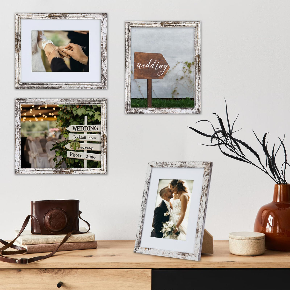 Fixwal 8x10 frame on a table for tabletop display.