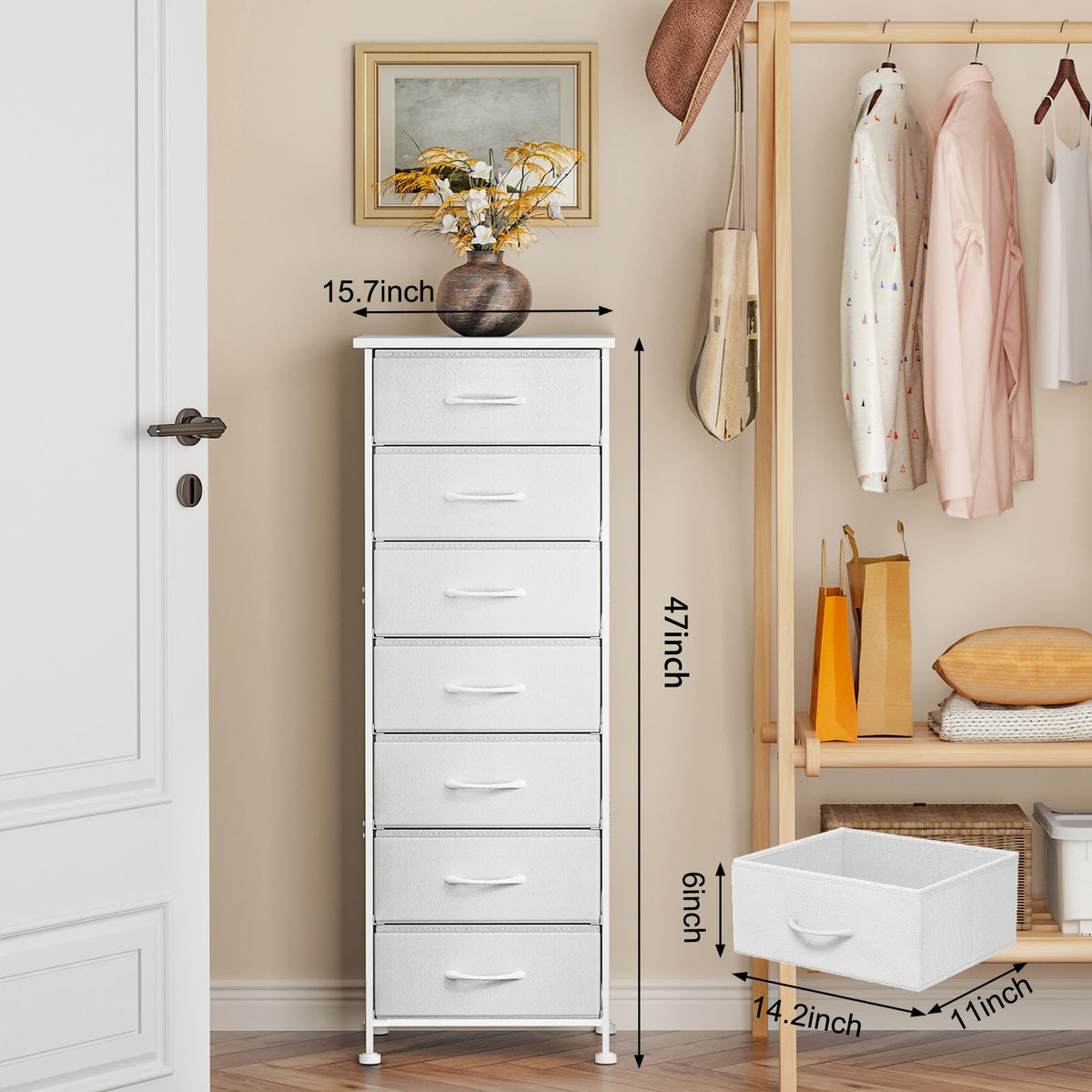 Fixwal dresser drawer close-up highlighting breathable fabric and easy-access handles