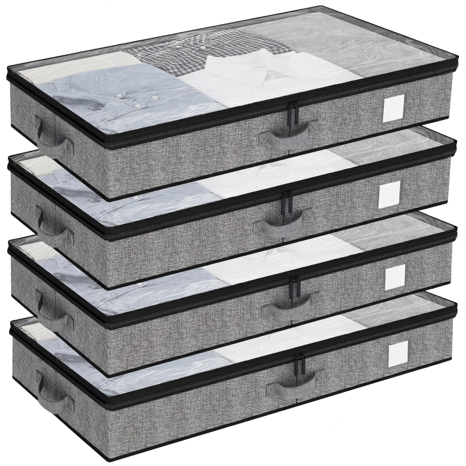 Fixwal under-bed storage container with linen texture for durable organization under the bed.