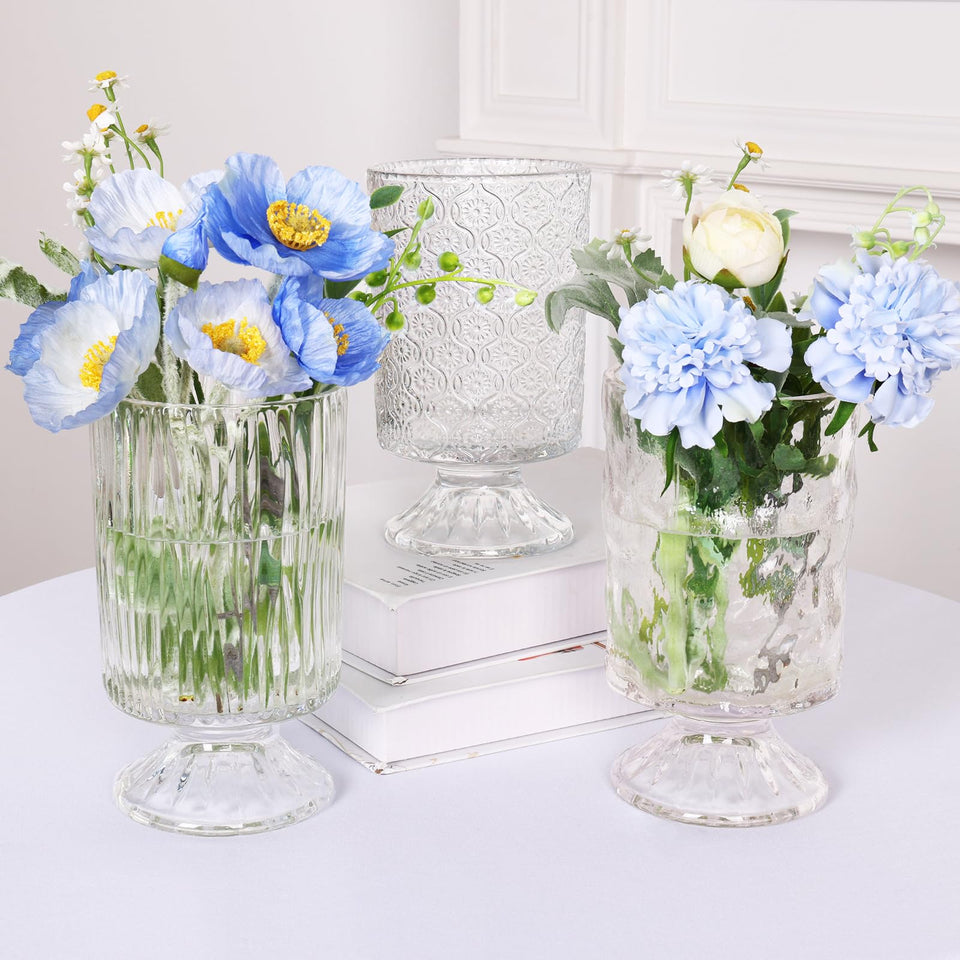 Fixwal 3-piece vintage glass vase set, ideal for elegant centerpieces and decor