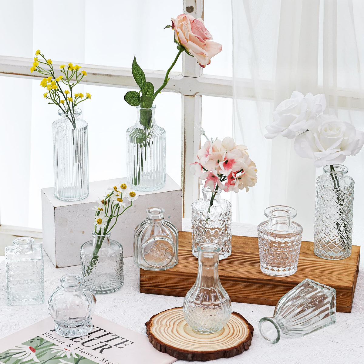 Fixwal vintage glass bud vases for wedding decor and intimate floral arrangements