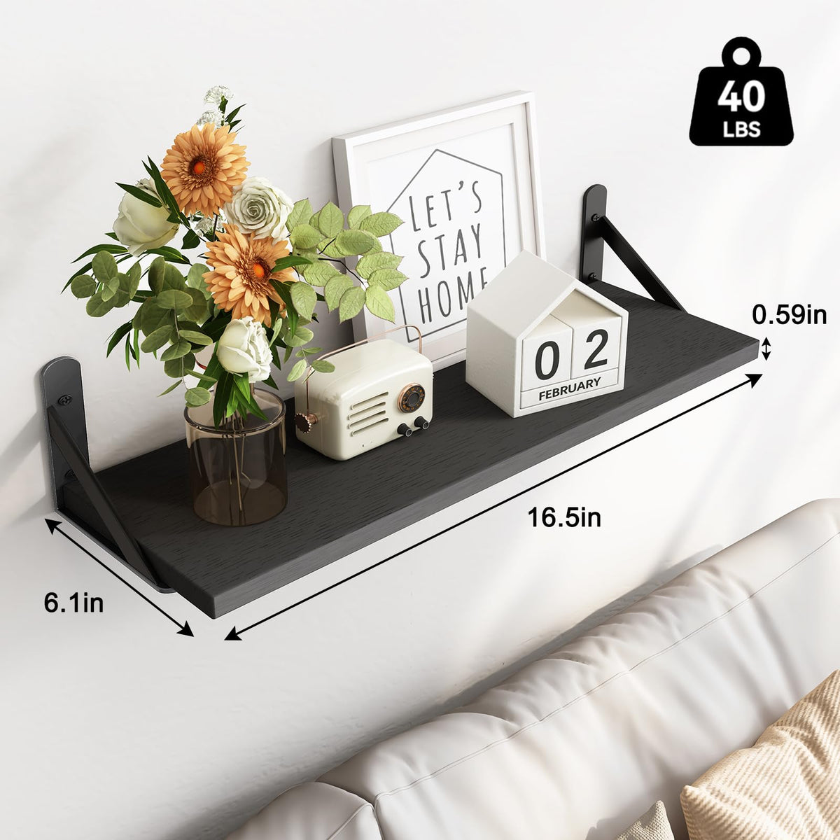 Fixwal wall-mounted shelves in a bedroom setup showing tidy organization and decorative display.
