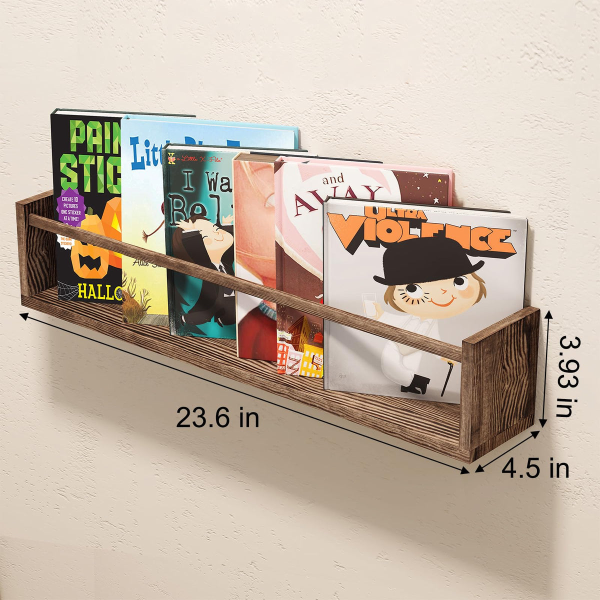 Fixwal wall-mounted shelves brown wood provide sturdy storage with space savings.