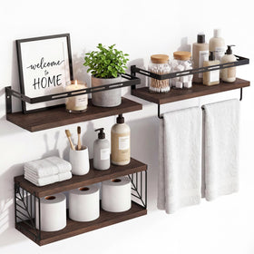 Fixwal wall mounted shelf over toilet with rustic wood and practical storage