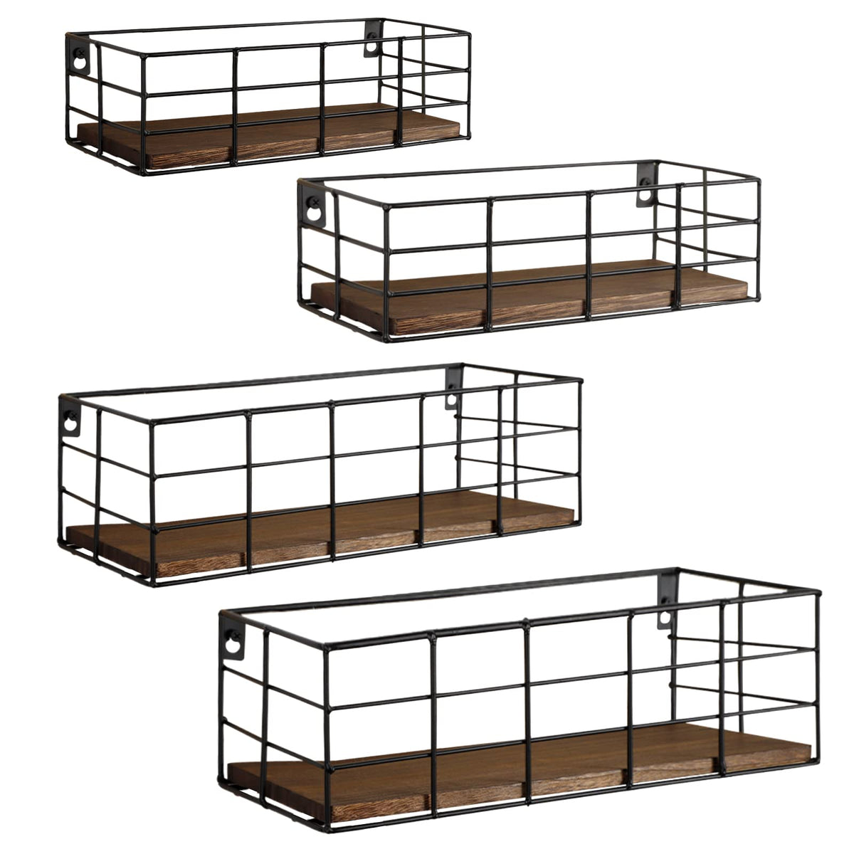 Fixwal four-piece wall shelves in paulownia wood for versatile storage on the wall