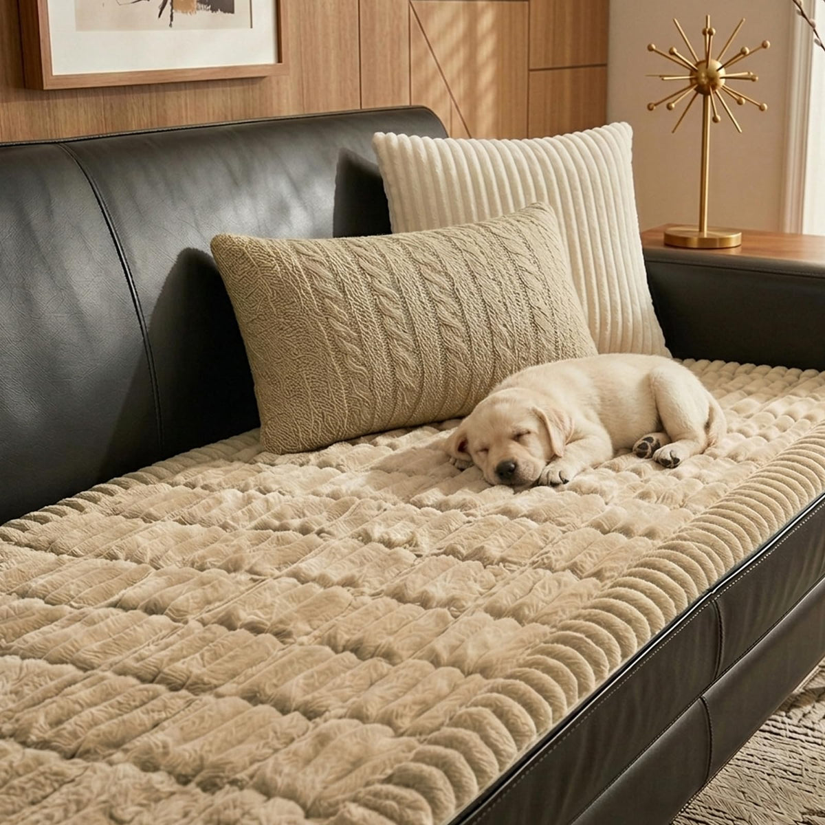 Fixwal waterproof dog couch cover in coffee offers leak protection and a cozy look.