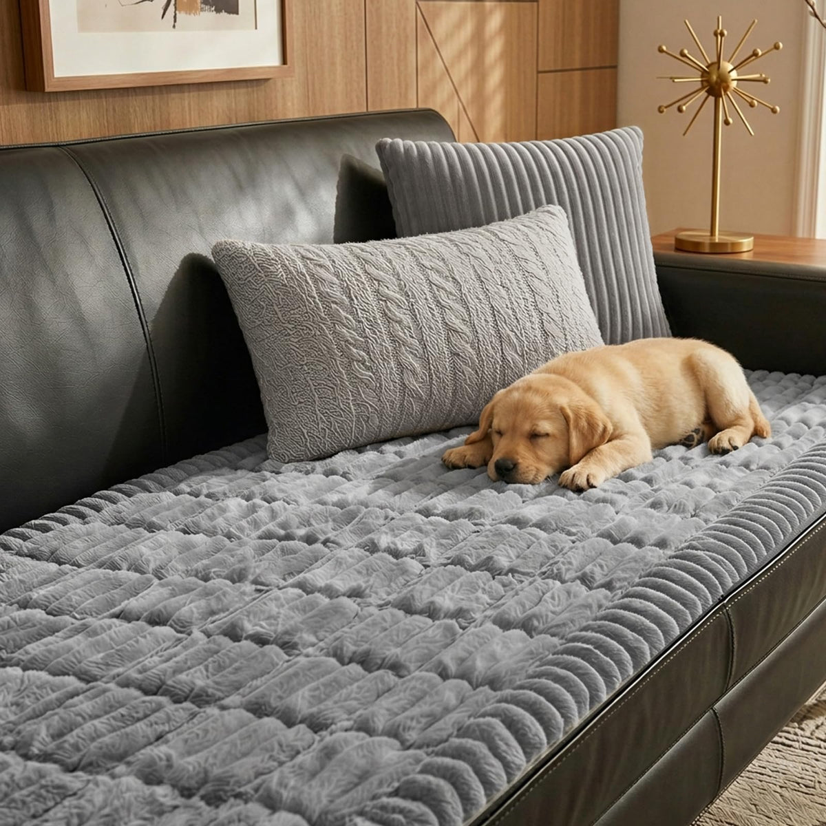Fixwal waterproof dog couch cover features leak-proof backing to keep sofas dry.