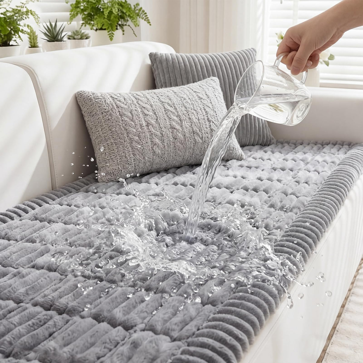 Fixwal top view of the couch cover protecting your sofa from spills.