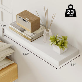 Fixwal white floating shelves in kitchen organize spices and utensils neatly.